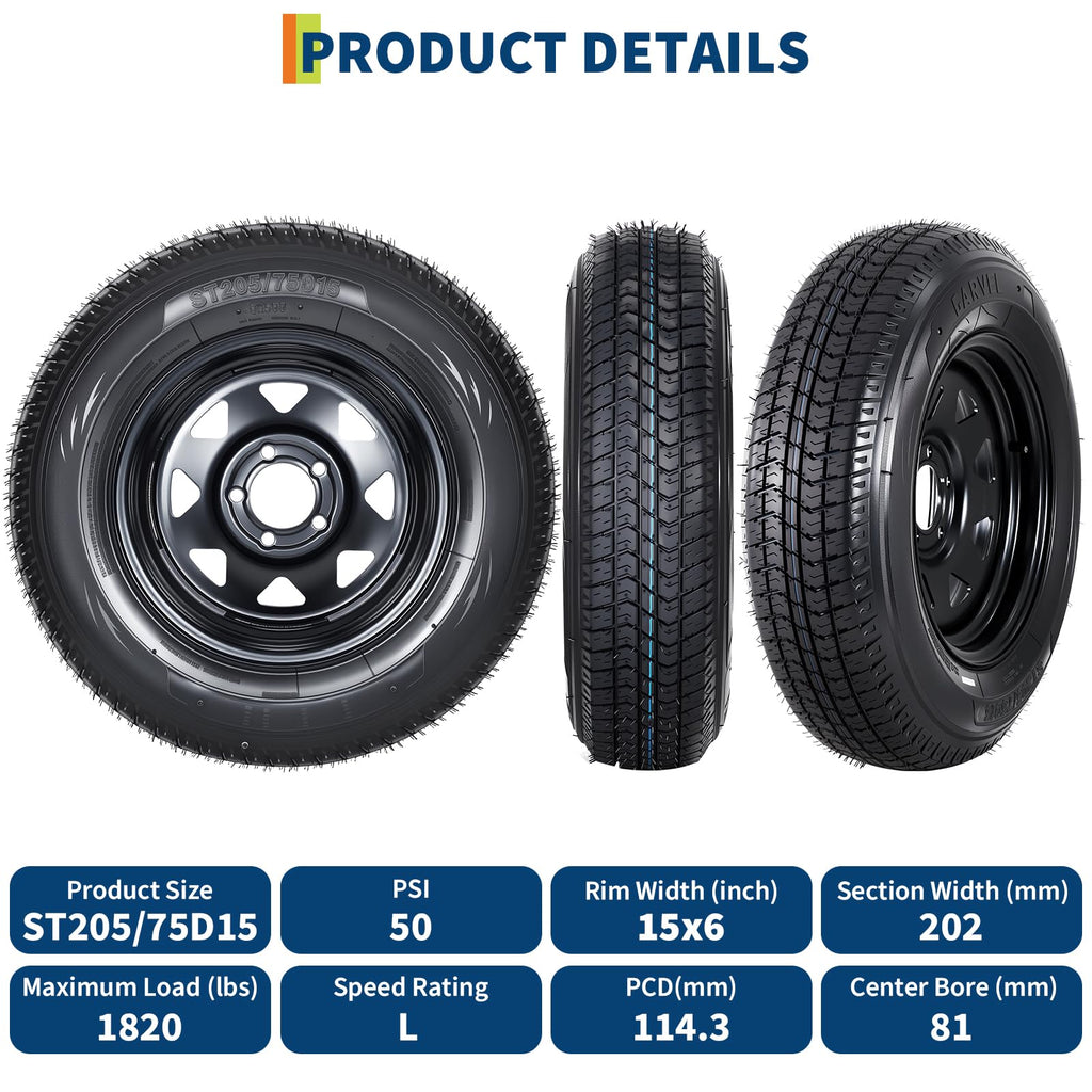 2-Pack ST205/75D15 Trailer Tires and 15" Rims I95755