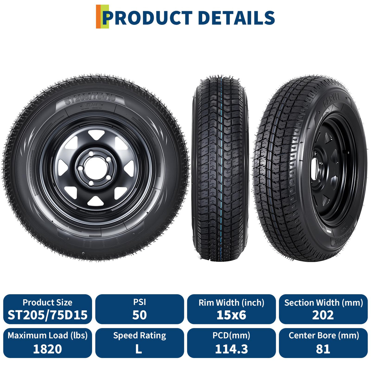2-Pack ST205/75D15 Trailer Tires and 15" Rims I95755