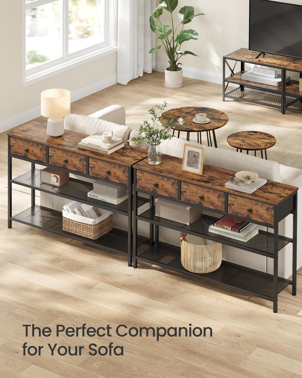 Console Table with 3 Fabric Drawers C621977