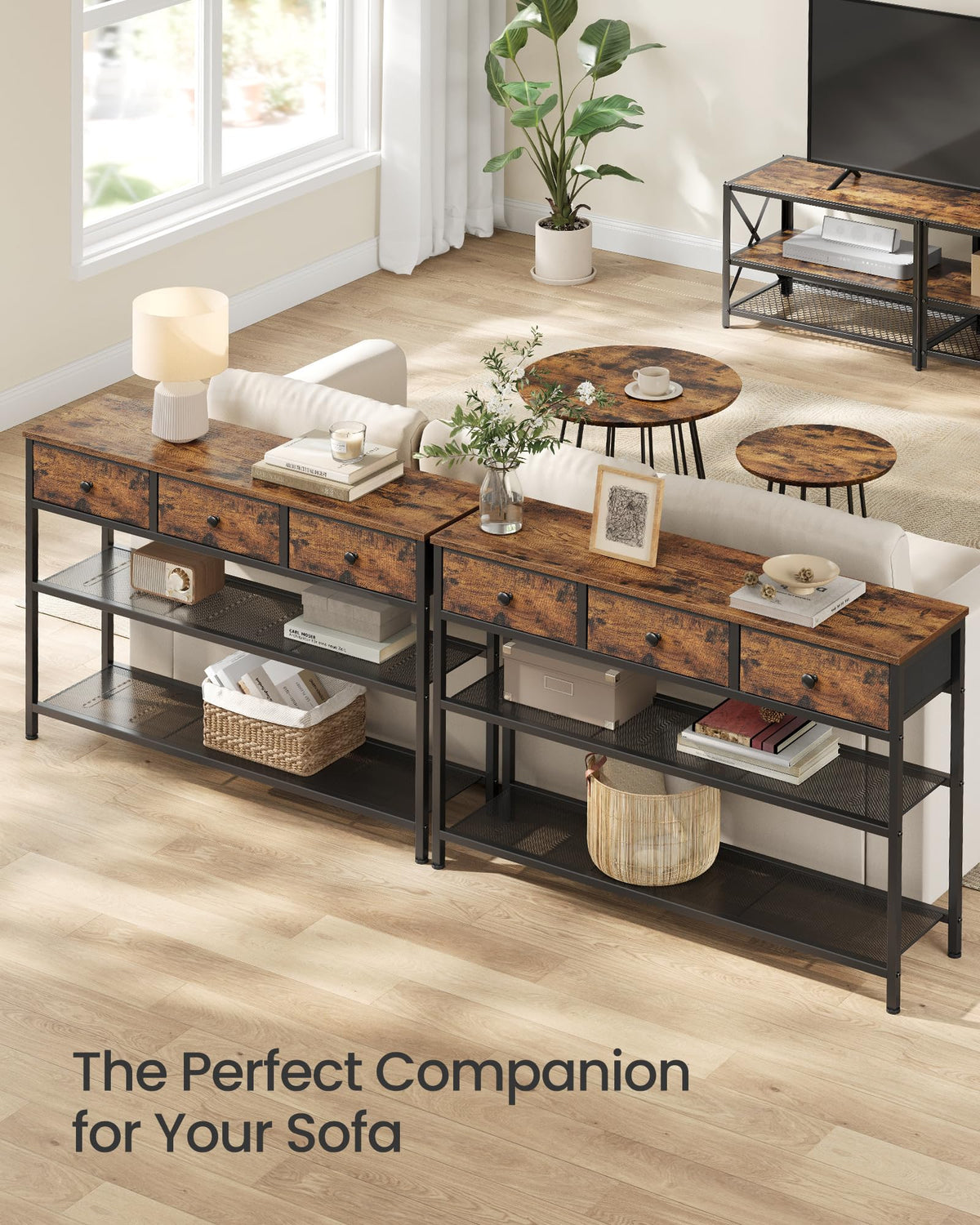 Console Table with 3 Fabric Drawers C621977