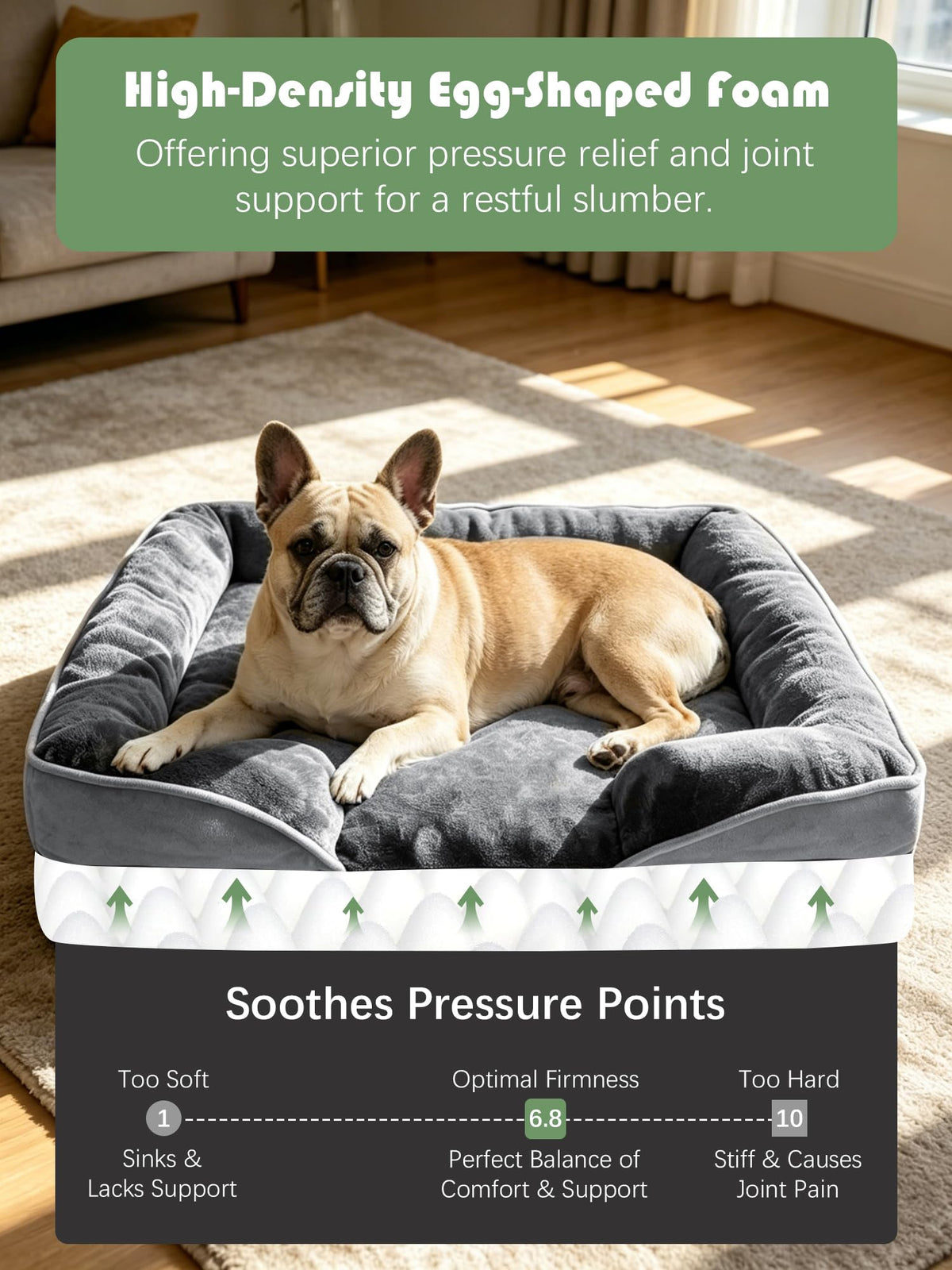 Orthopedic Dog Bed with Sides Grey Q5877