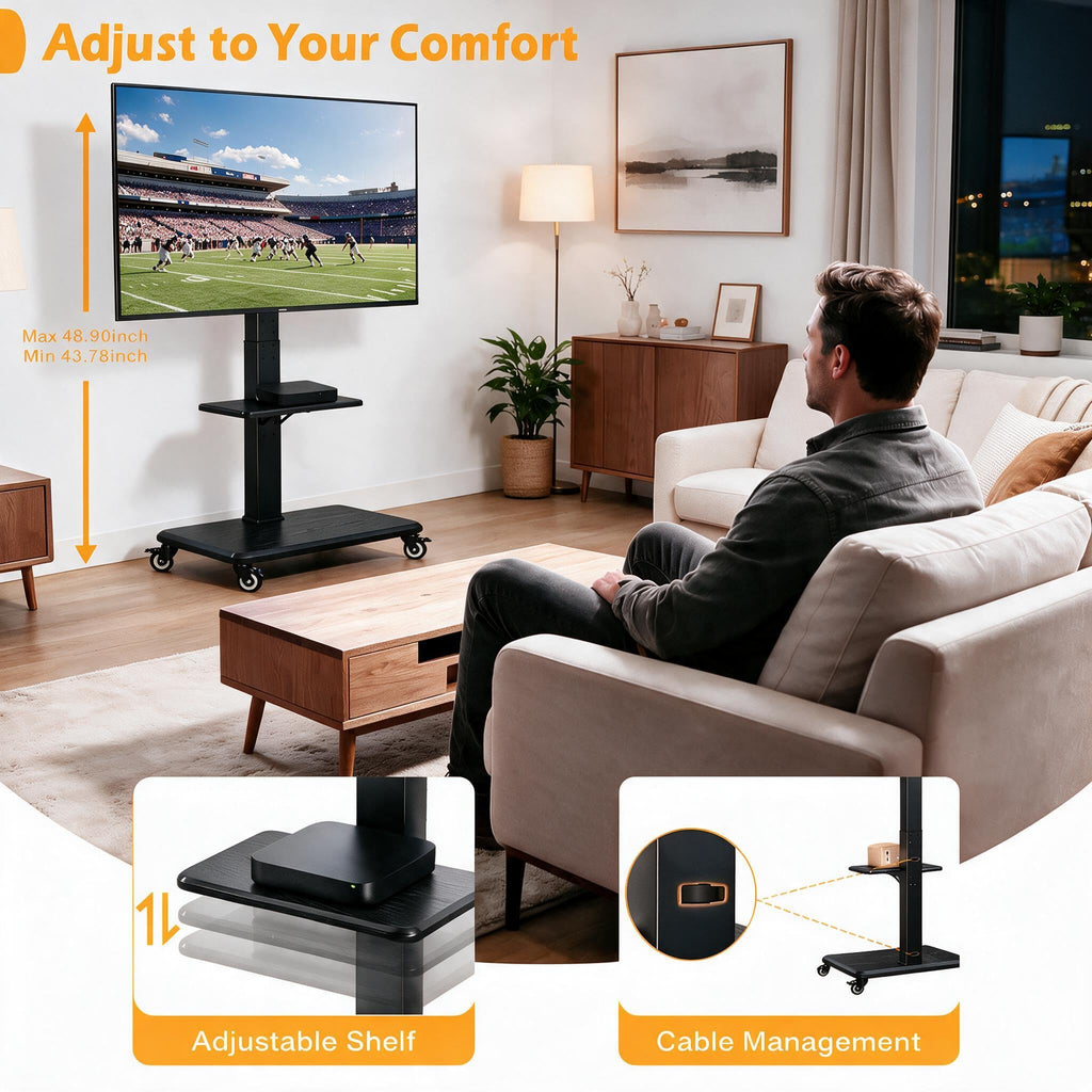 Rolling TV Stand with Wheels for 30-75 Inch TVs Y905781