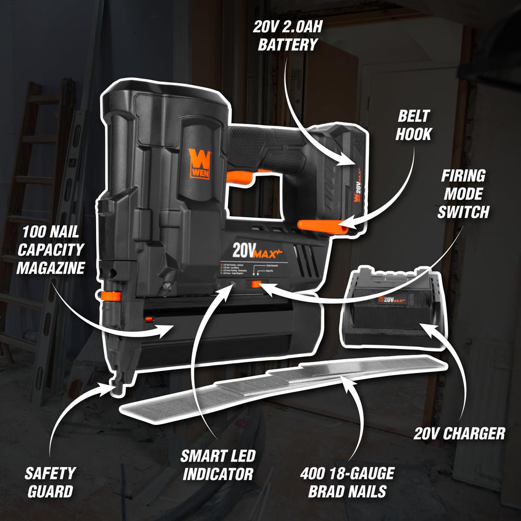 20V Max Cordless 18-Gauge Brad Nailer with Battery and Charger R582927