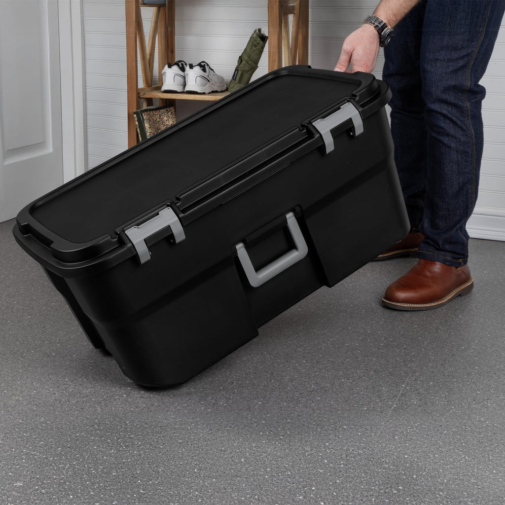 Black 22Gal Wheeled Lockable Storage Footlocker W8478