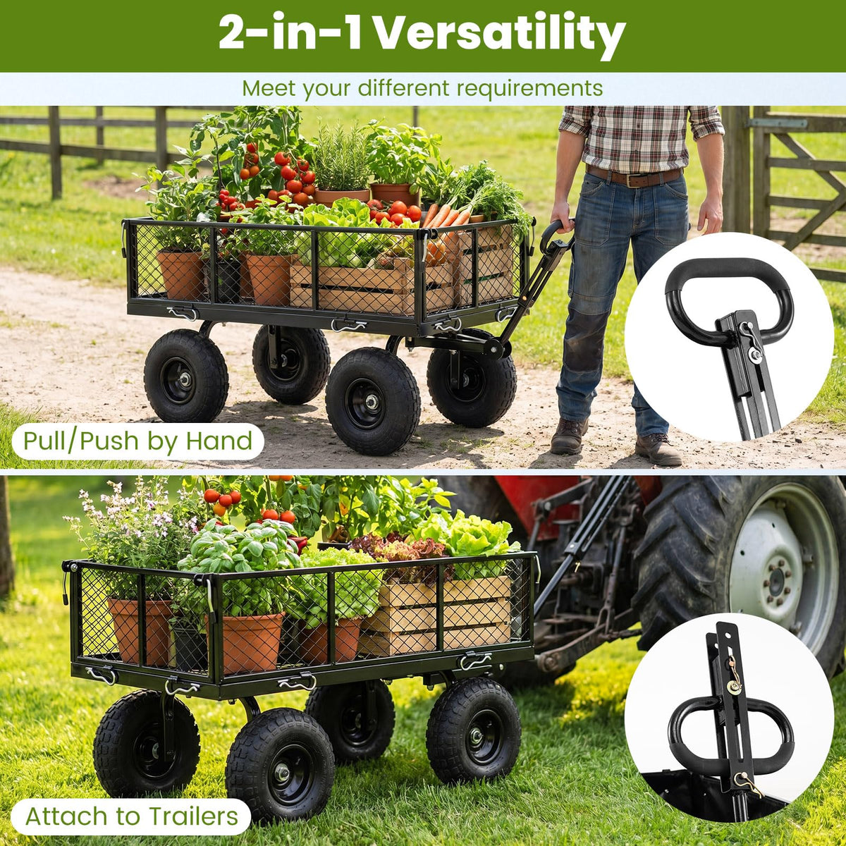 Heavy Duty Metal Garden Cart with Removable Liner Q426358