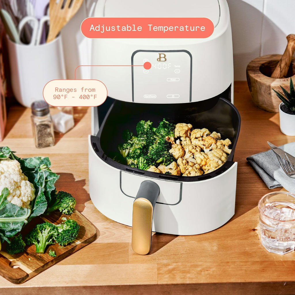 6 Quart Air Fryer with Touch-Activated Display, 4-in-1 Countertop Air Fryer 1750W, Nonstick Dishwasher Safe, White Icing J745