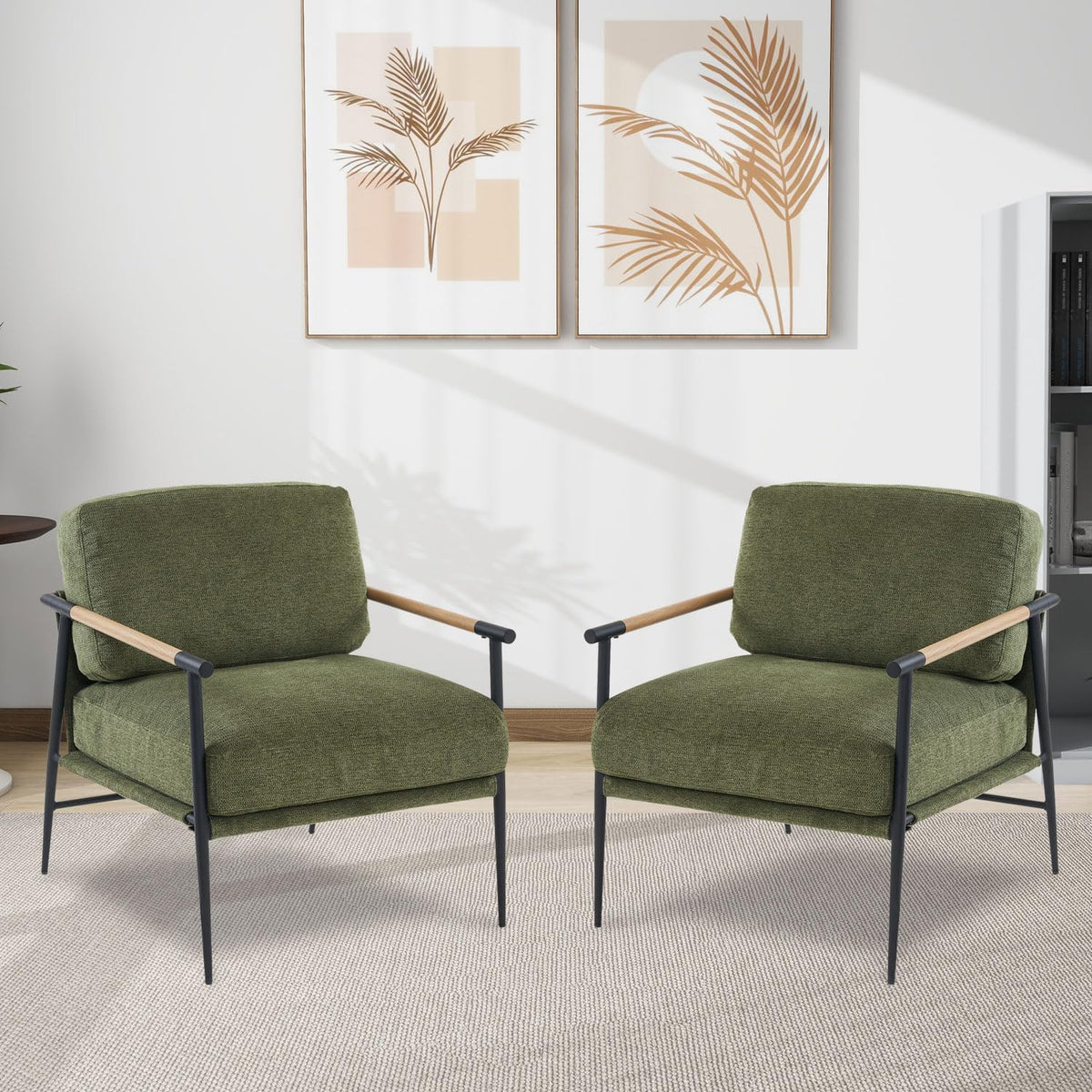 Green Chenille Accent Chair Set of 2 L9501