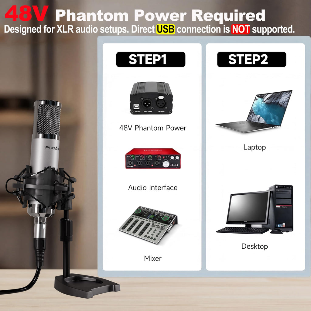 XLR Condenser Microphone with Desktop Stand T1073
