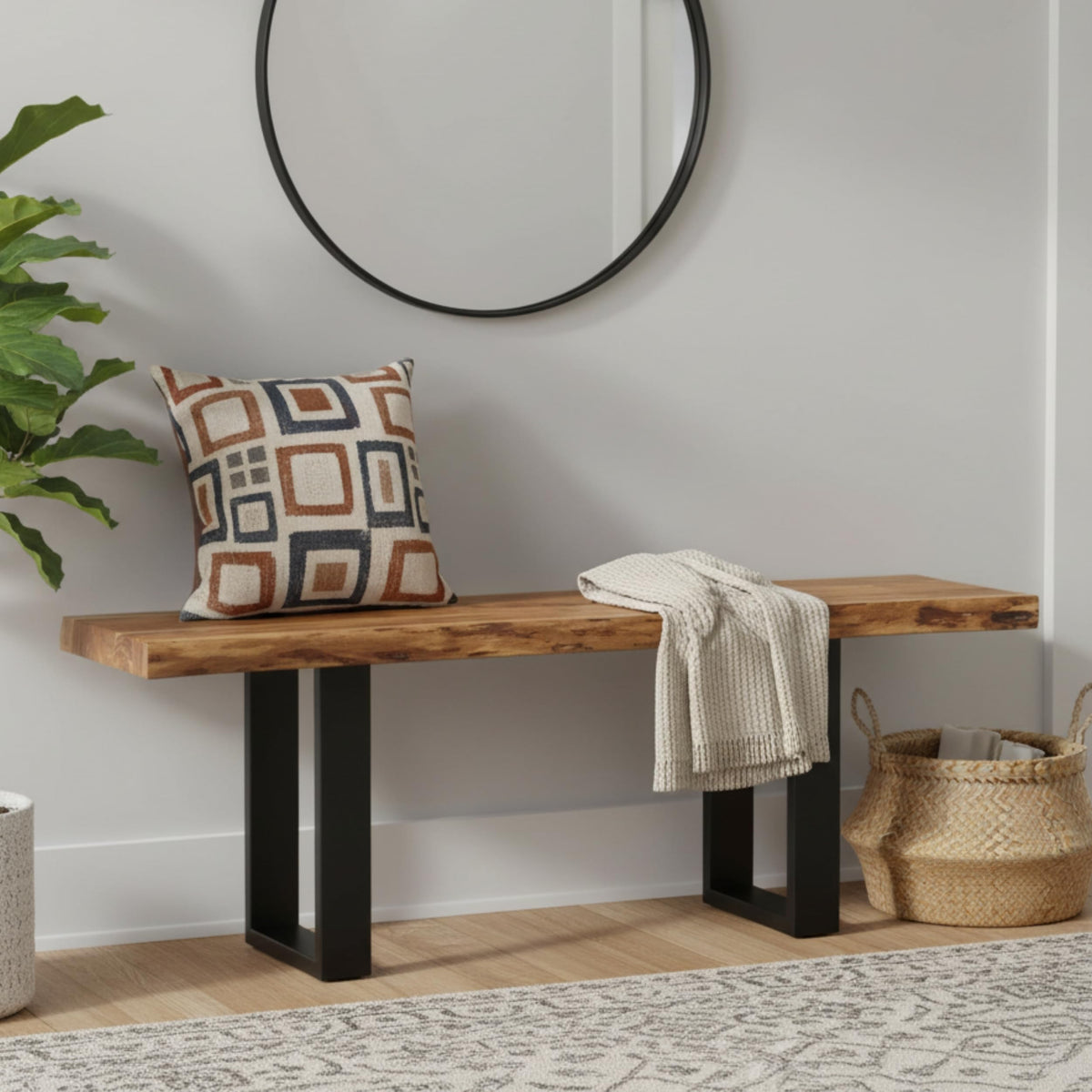 Solid Wood Entryway Bench H60007