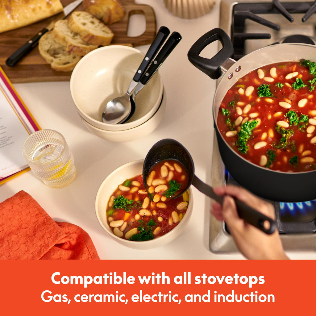12 Piece Ceramic Nonstick Cookware Set Black I594