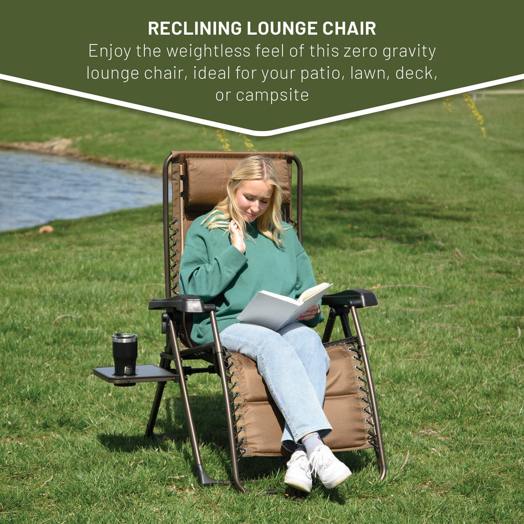 Brown Zero Gravity Folding Recliner Chair with Cup Holder M213