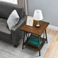 Mid Century Modern End Table with Storage, 2-Tier Open Shelves, Cherry Walnut Q89650