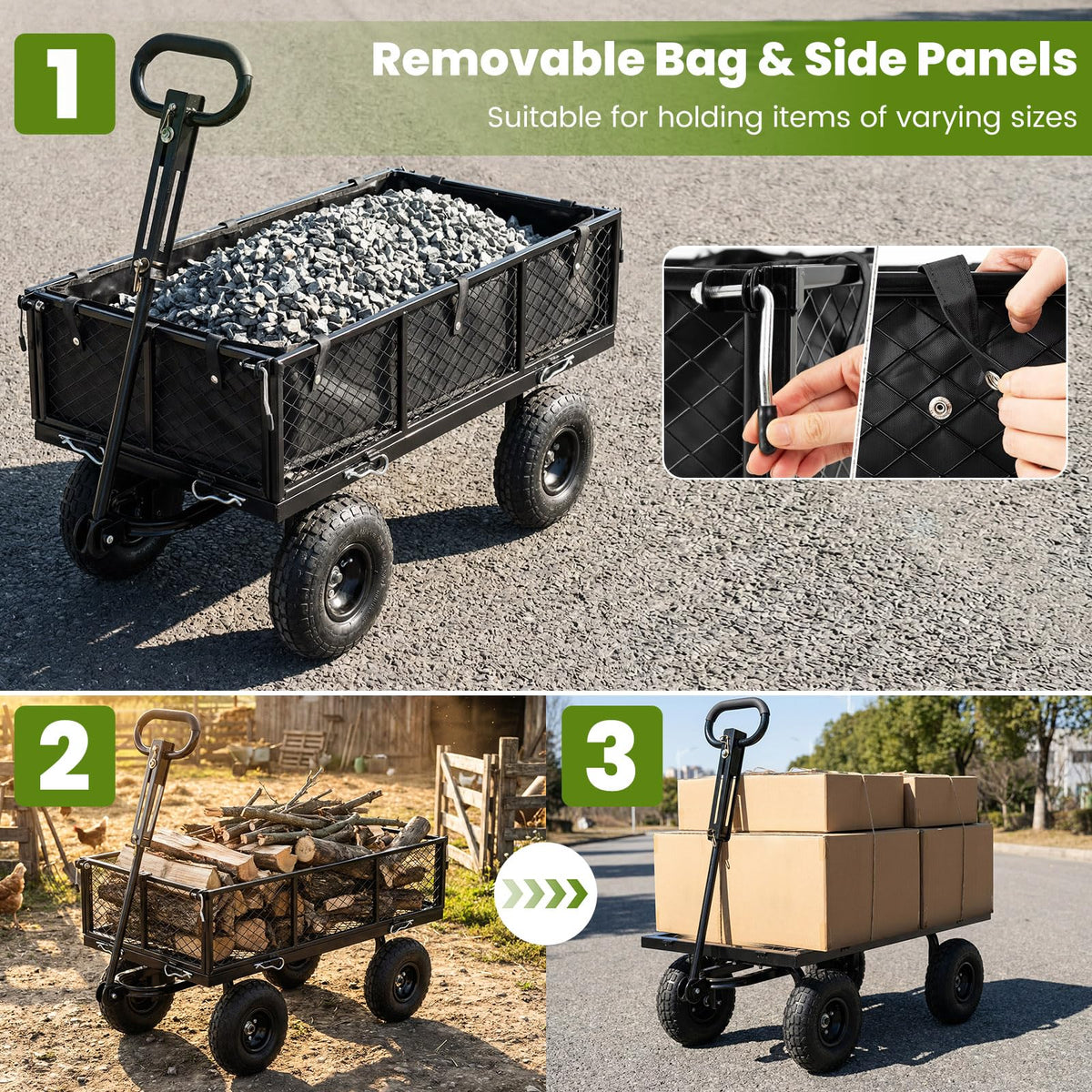 Heavy Duty Metal Garden Cart with Removable Liner Q426358