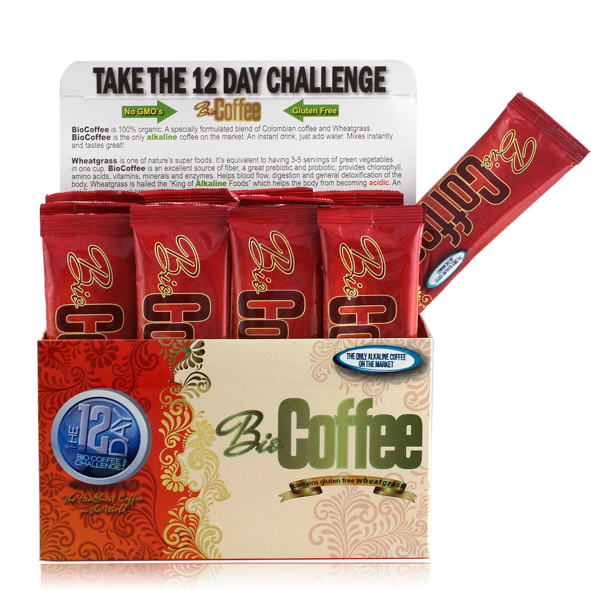 Organic Instant Non-dairy Alkaline Coffee 12 Sachet Box X5694