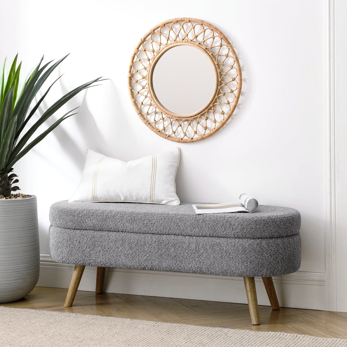 Oval Storage Bench with Rubber Wood Legs P3555