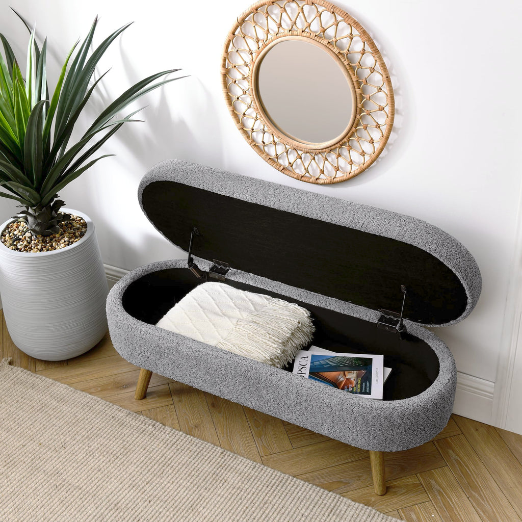 Oval Storage Bench with Rubber Wood Legs P3555