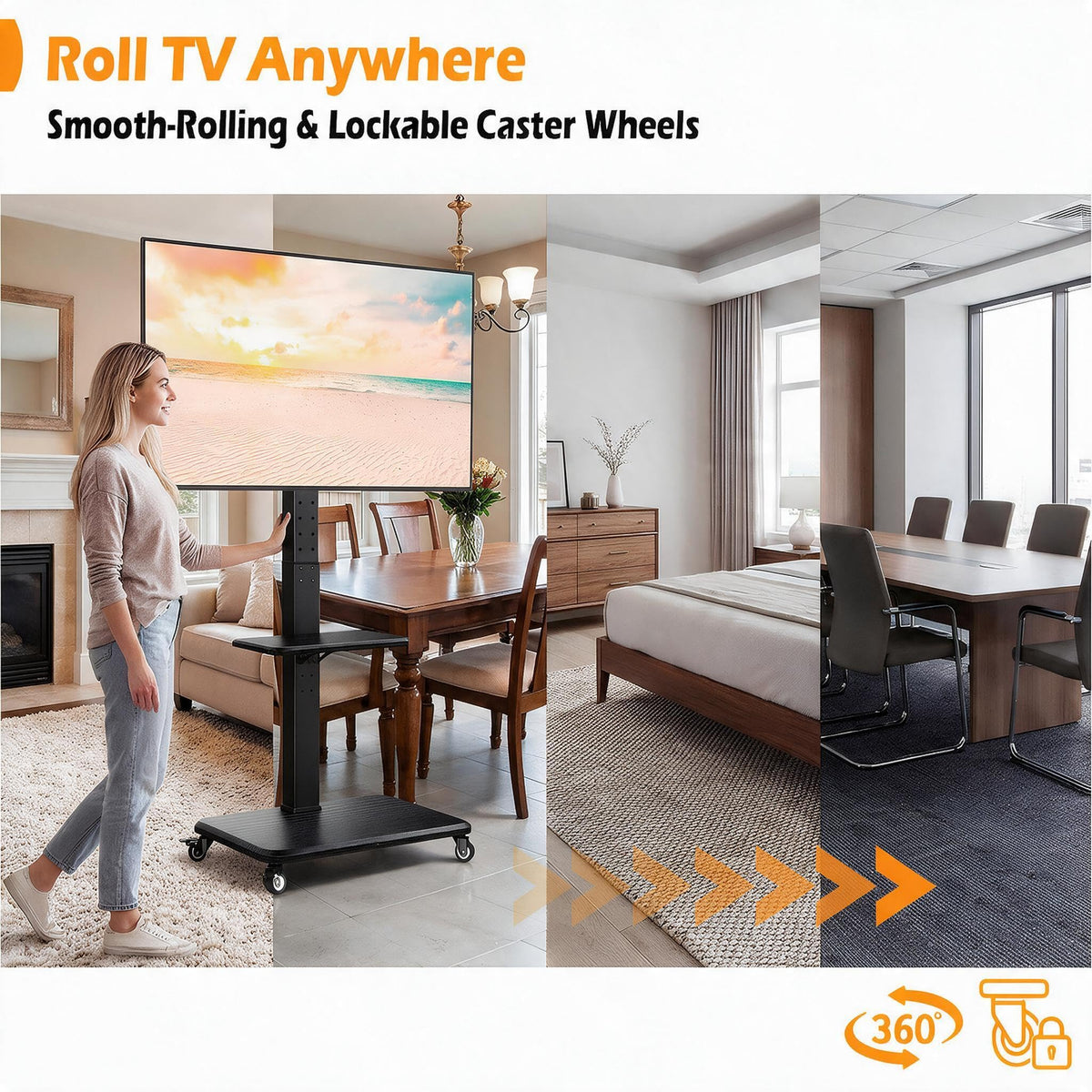 Rolling TV Stand with Wheels for 30-75 Inch TVs Y905781