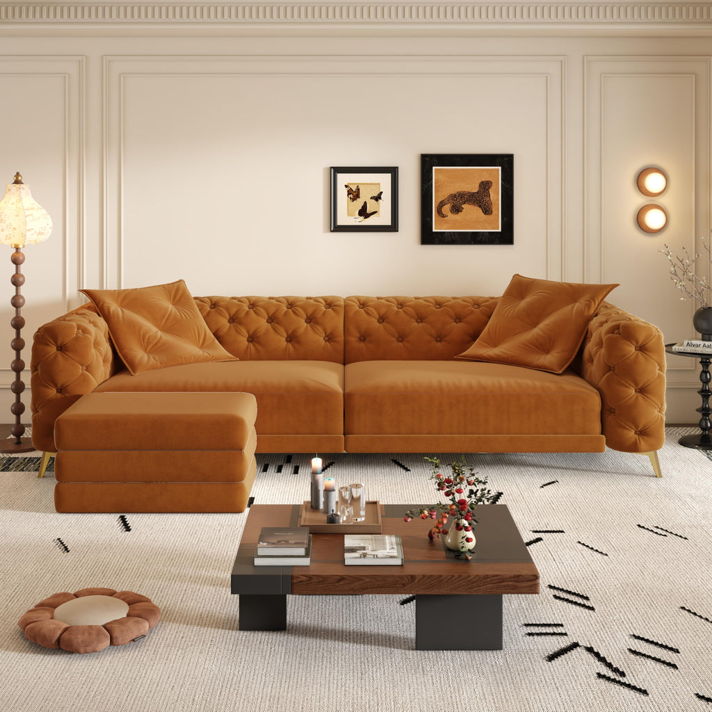Orange Velvet Sofa Bed E995