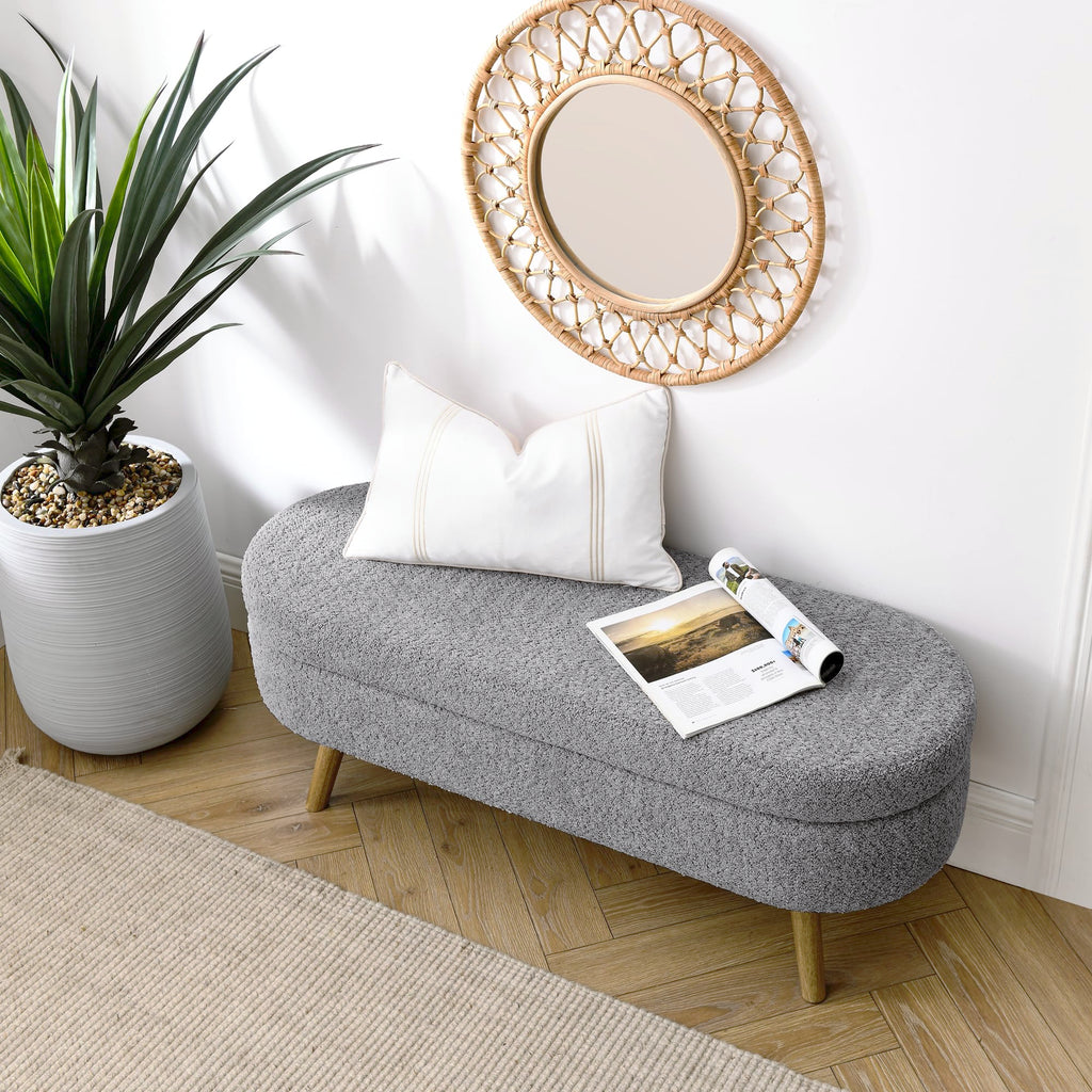 Oval Storage Bench with Rubber Wood Legs P3555