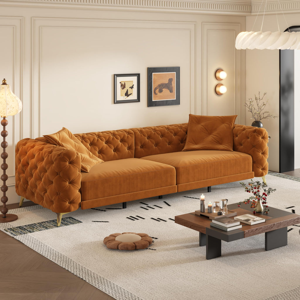 Orange Velvet Sofa Bed E995